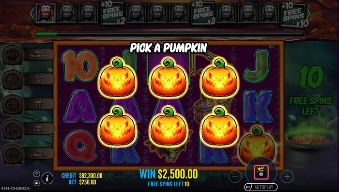 Счётчик бесплатных вращений в Big Bass Splash Halloween 1000